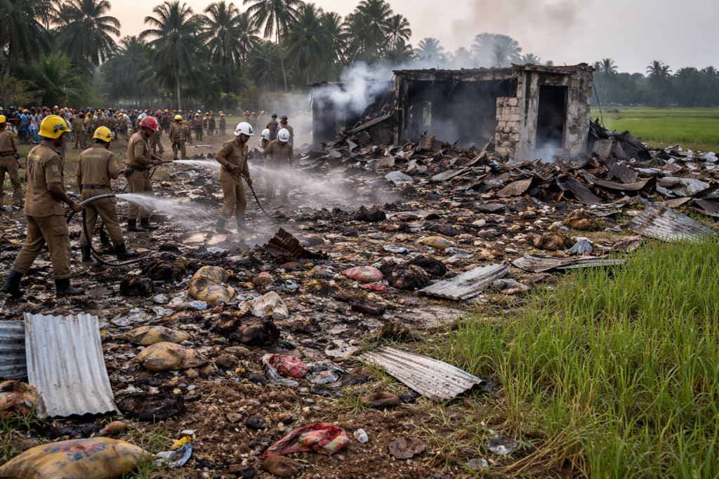 కాకినాడలో ఘోర ప్రమాదం.. పేలుడుతో పంట పొలాల్లోకి ఎగిరిన శరీర భాగాలు