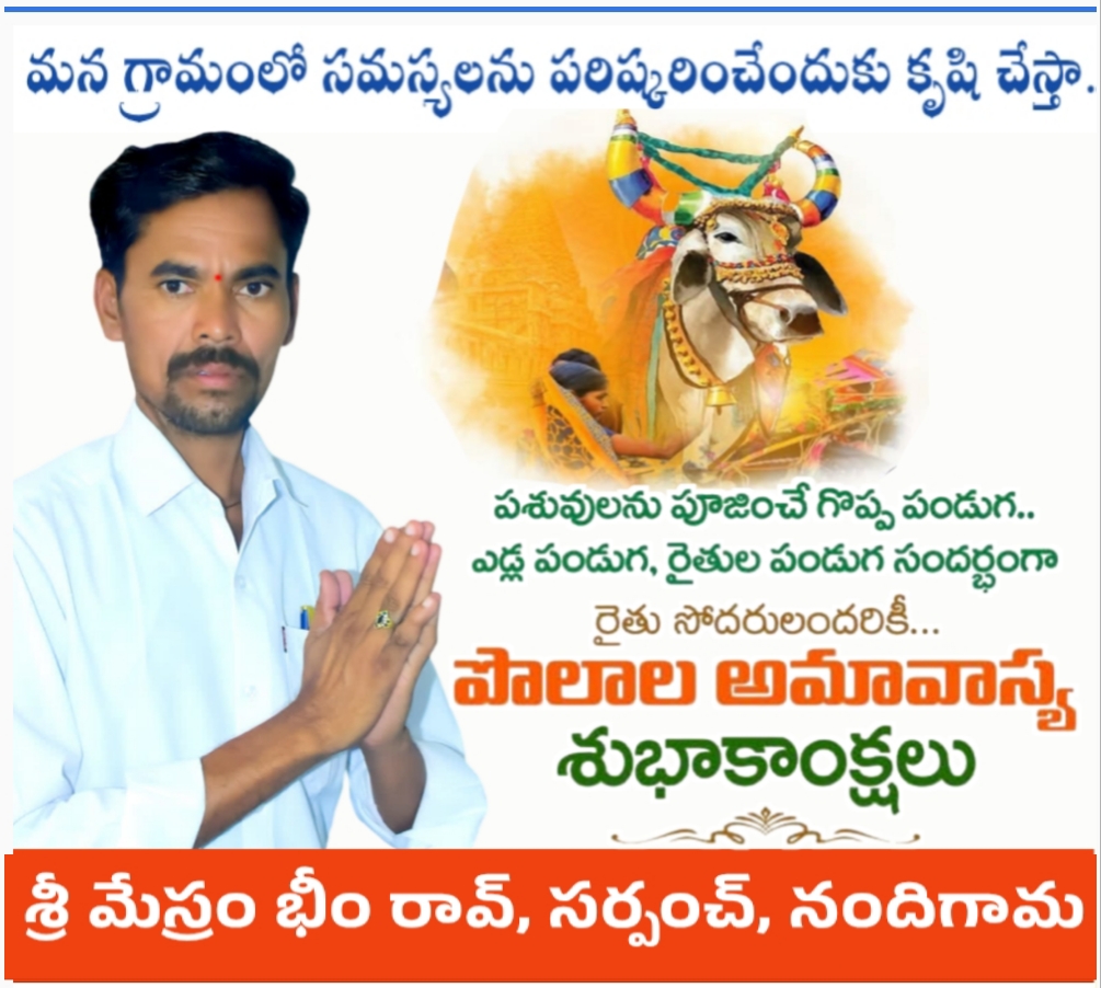 పోలాల అమావాస్య శుభాకాంక్షలు తెలిపిన సర్పంచ్ మేస్రం భీమ్ రావ్